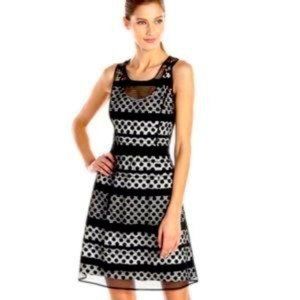 Jessica Simpson Lace Overlay Fit & Flare Dress black white 8 *NEW WITH TAGS NWT*
